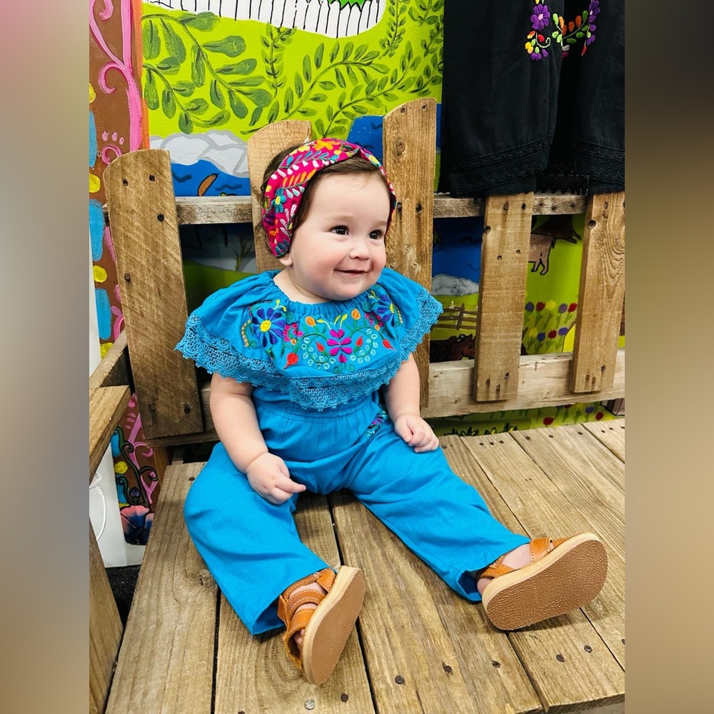 Girls Mexican Blue Jumpsuit